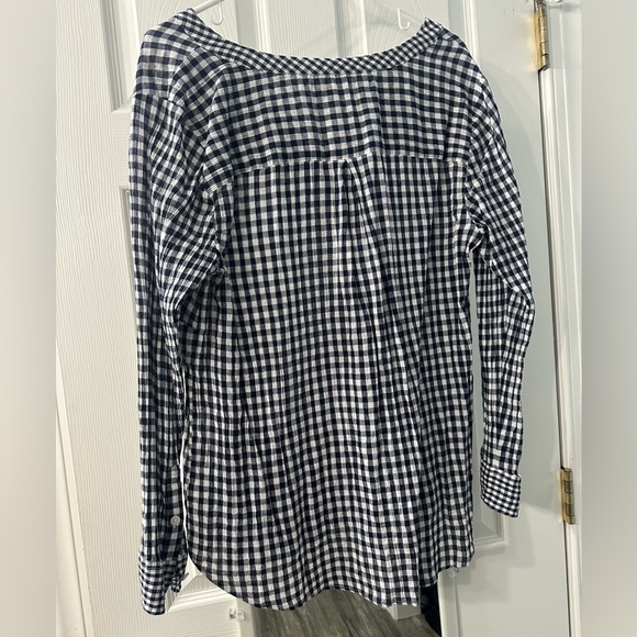 Talbots Gingham Navy and White Tunic Top size 1X - Picture 3 of 3